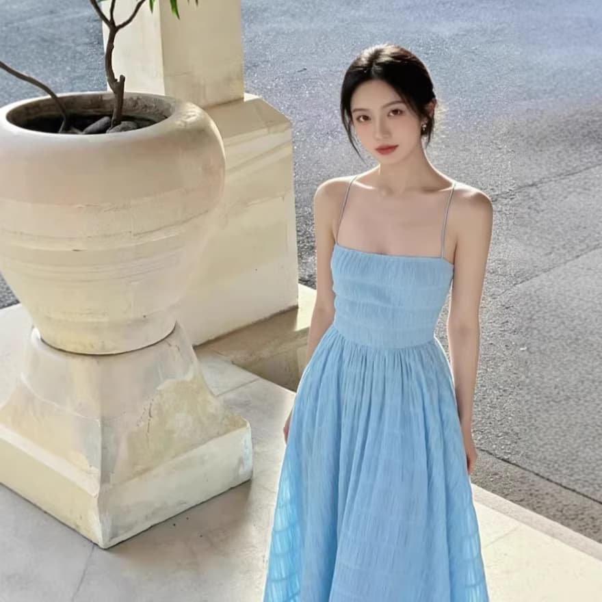 French Pure Desire Hot Girl Backless Halter Dress Women Summer High-End Vibe Beach Vacation Long Dress