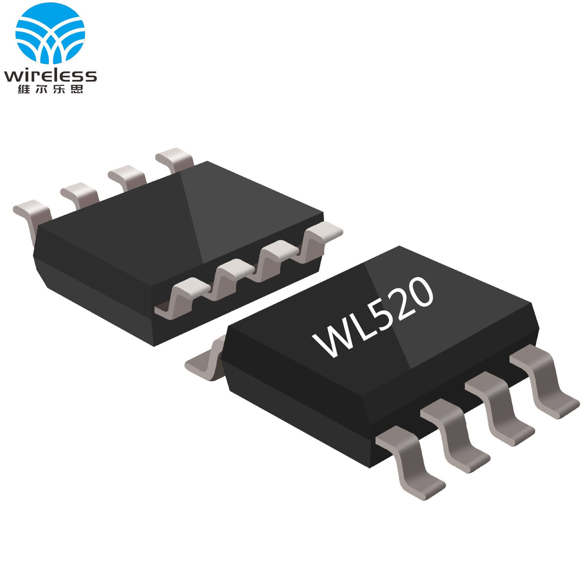 The WL520 wireless receiver chip is a 433MHz RF receiver chip with pin compatibility with 480WL500B and WL550.