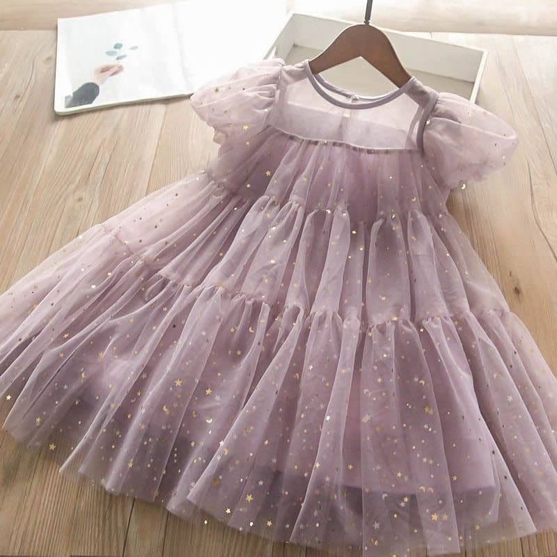 Girls princess dress 2026 summer new style children's style mesh dress sequined tutu skirt girl skirt