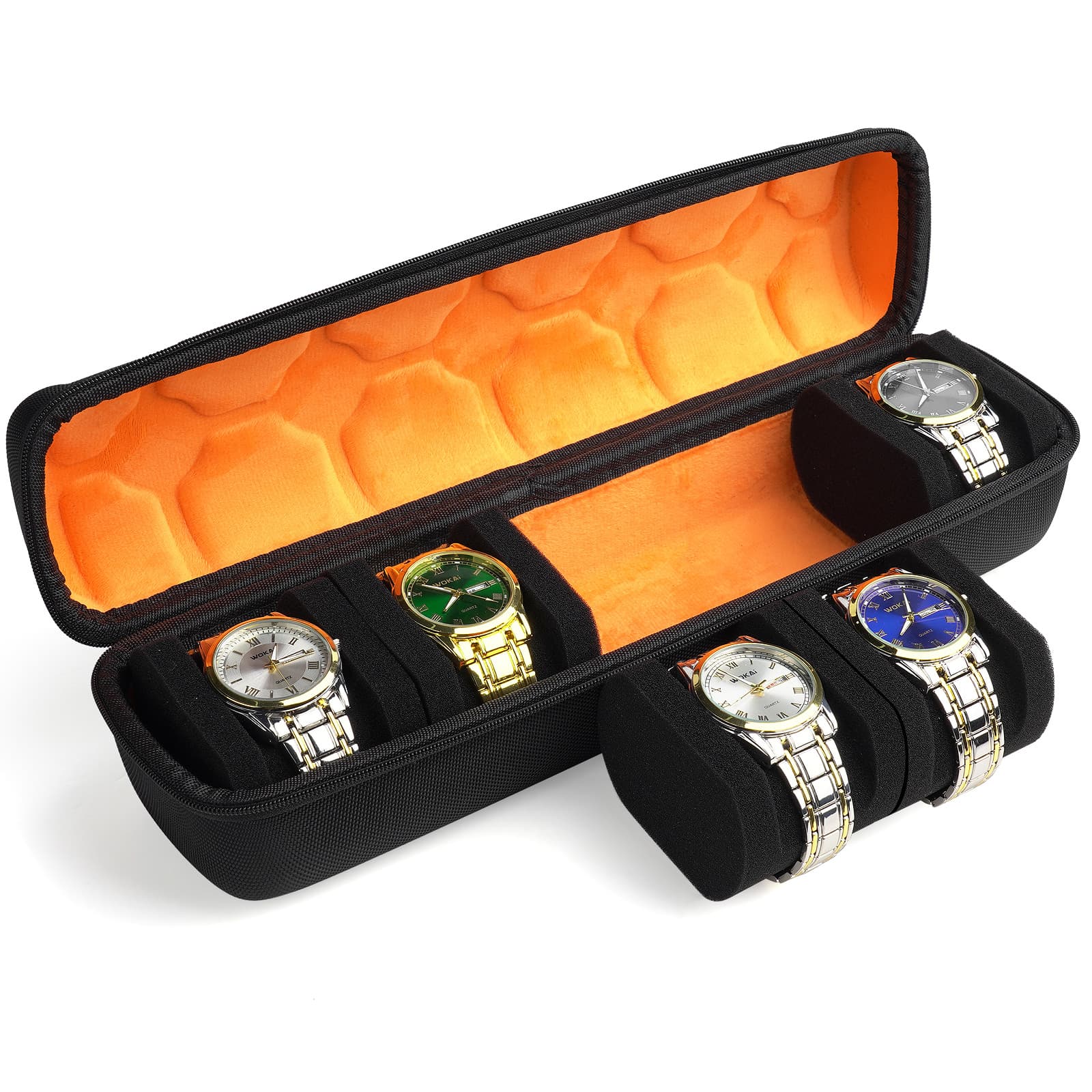 Multi-Slot Watch Storage Box Portable Travel Watch Organizer Universal Large Capacity Handheld Zipper Watch Case