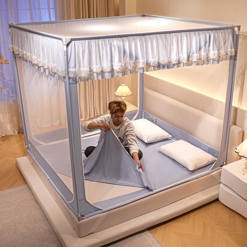 2026 new model of removable pure cotton sheet mosquito net for sitting on the bed, which can be detached and replaced in seconds