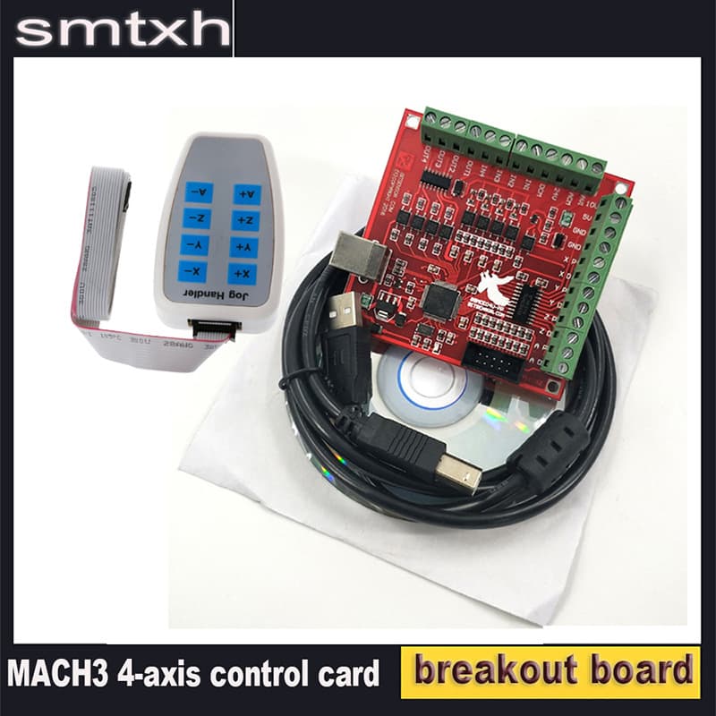 CNC MACH3 100Khz breakout board 4-axis USB interface controller flying engraving card motherboard with handwheel
