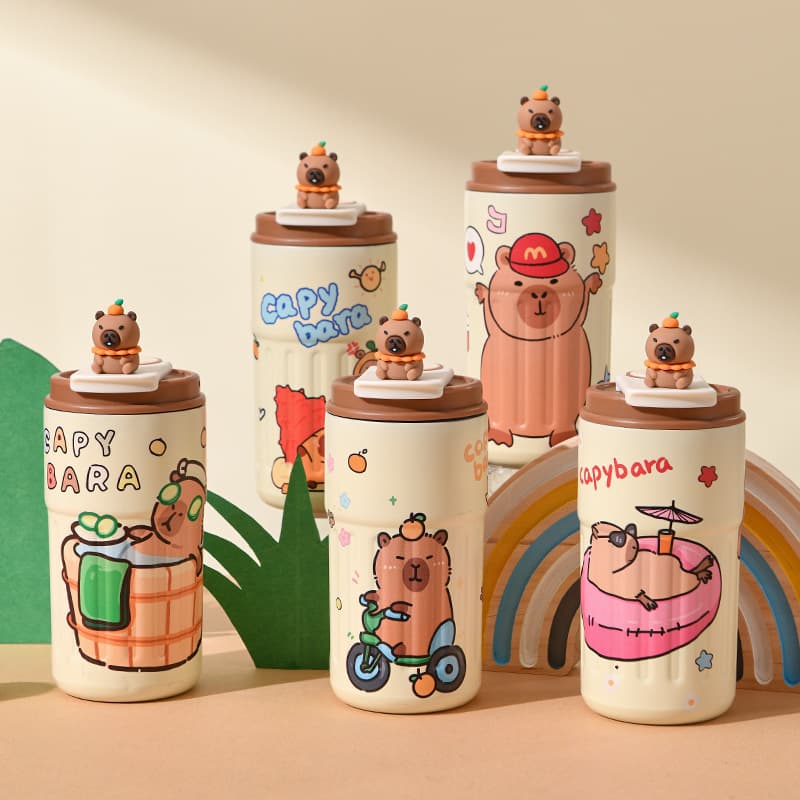 New Large Capacity Coffee Cup Home Water Cup Creative LOGO Cartoon Capybara Insulated Cup