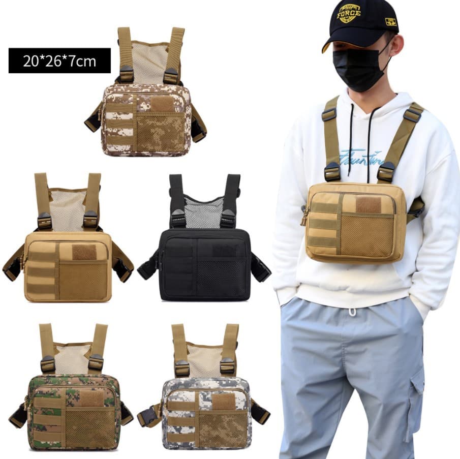 Outdoor Tactical Chest Bag Running Sports Vest Camouflage Trendy Backpack Casual Vest Front Hanging Bag Men's Crossbody