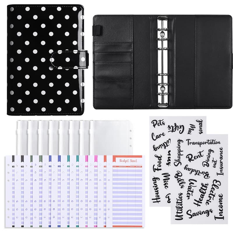 Polka Dot Custom A6 Binder Budget Planner Macaron Cash Budget Notebook Financial Planning Record Book