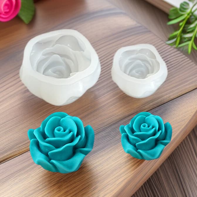 Flower rose scented candle silicone mold diy flower glue gypsum fondant mold