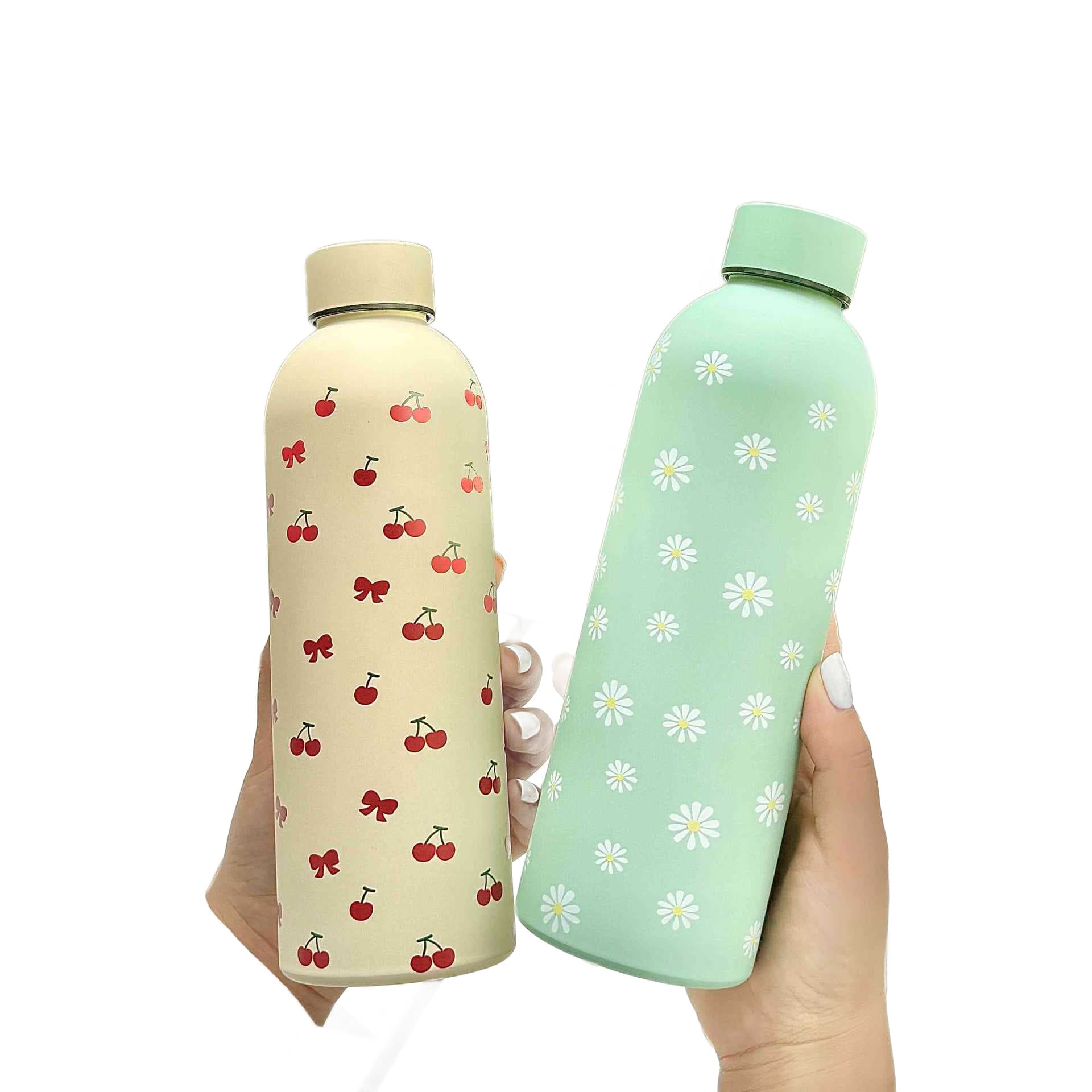 2025 New Cross-Border Large Capacity Insulated Cup Small Mouth Portable Handle Sports Water Bottle Outdoor Printed Water Cup for Women