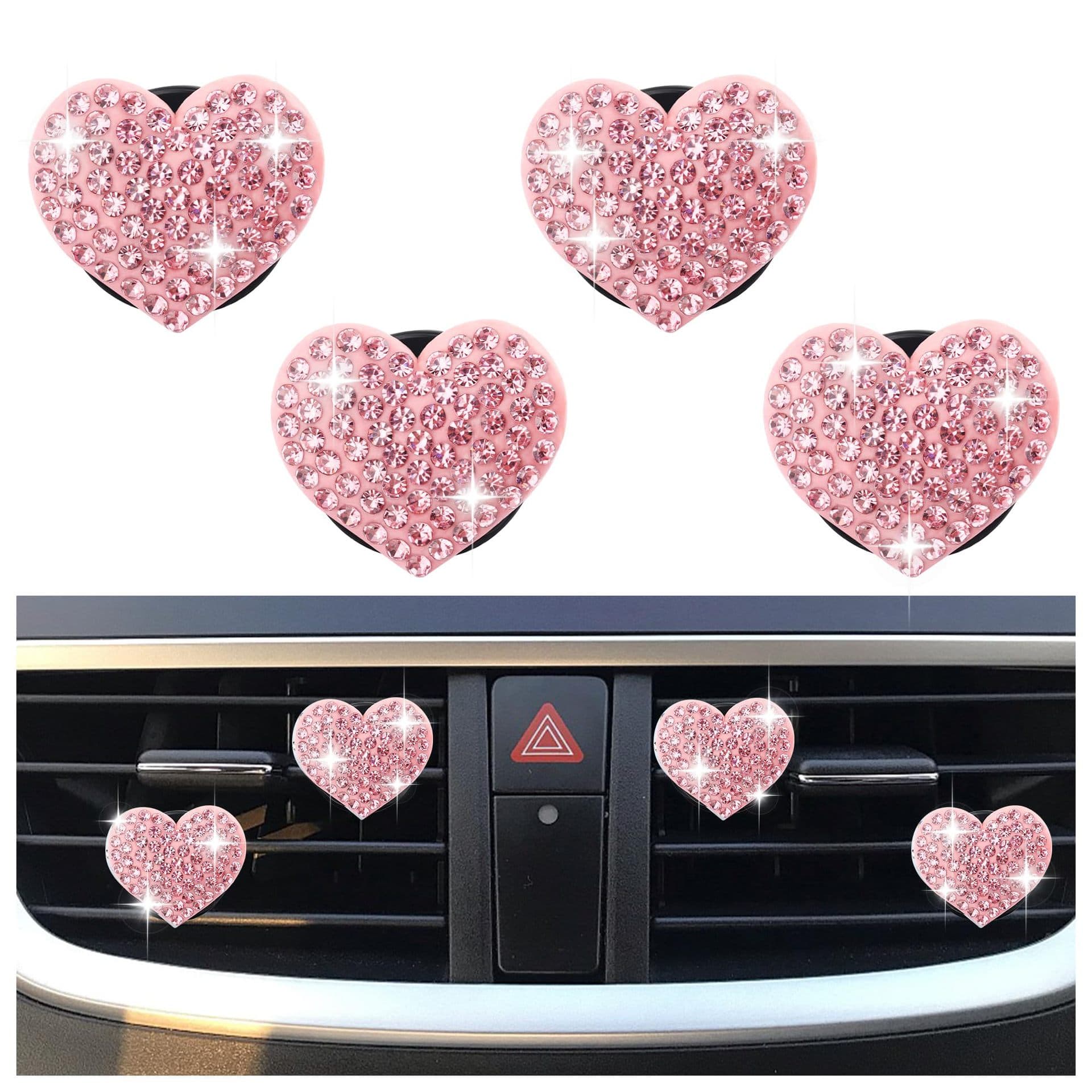Cross-border Hot Selling Rhinestone Heart Car Vent Clip Air Freshener Car Aromatherapy Clip Air Conditioning Vent Fragrance Decoration