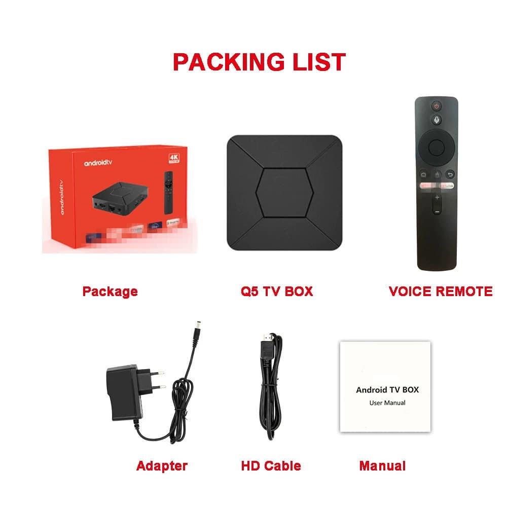 Cross-border Q5 Set-top Box Home Dual-band Network TV Box HD Player 4K Android TVBOX Bluetooth ATV
