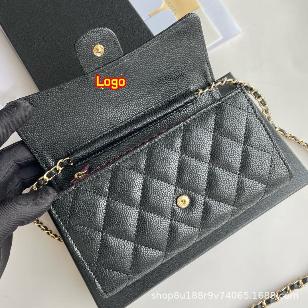 Genuine Leather Chanel-Style CF Flap Mini Bag Evening Bag Caviar Chain Crossbody Handbag Clutch Lipstick Bag Card Holder