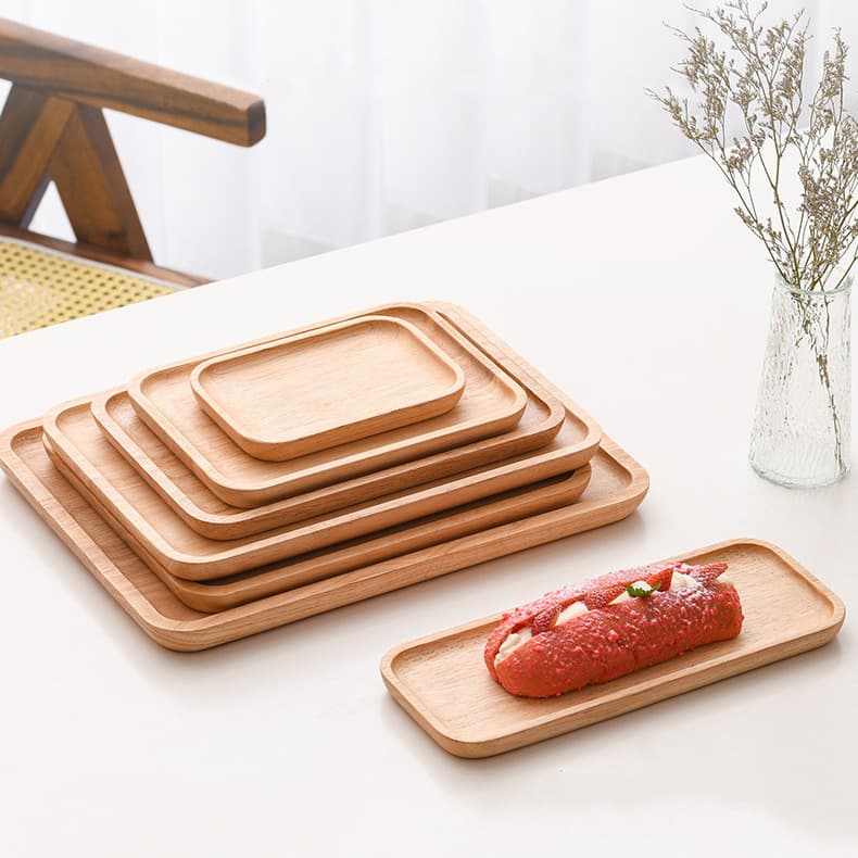 Household wooden pallet wooden plate Japanese tableware hotel restaurant breakfast barbecue plate snack dessert solid wood dinner plate