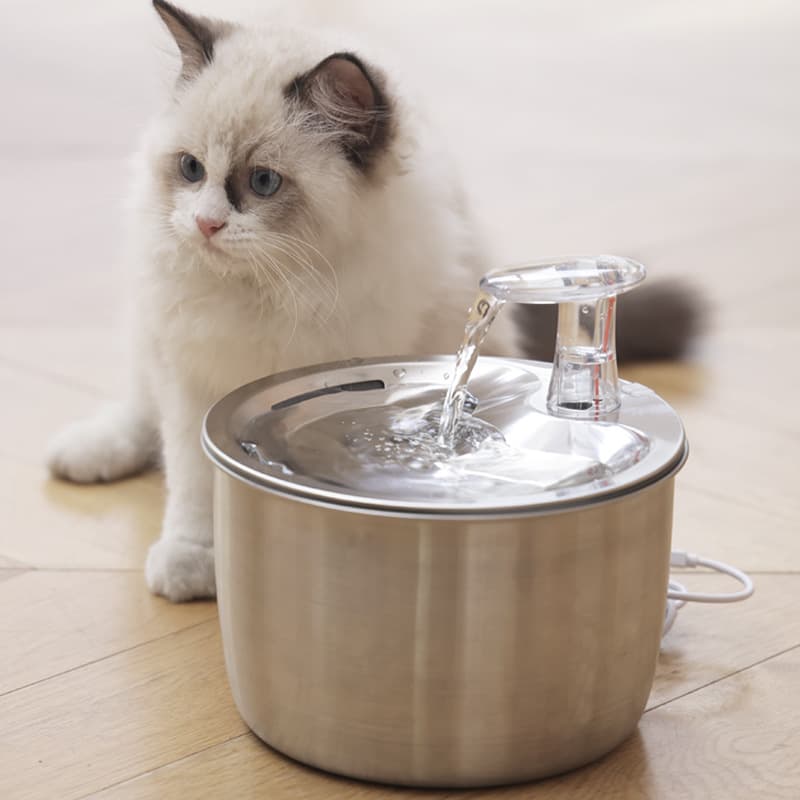 Stainless Steel Pet Water Dispenser Circulating Cat Fountain with Water Level Monitoring for Cats and Dogs, Intelligent Sensor Constant Temperature