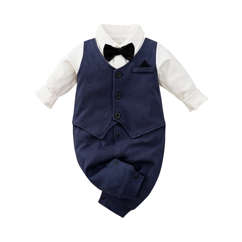 Newborn Gentleman Baby Romper Class A Knitted Crawler Fall Infant Onesie Handsome Baby Boy Suit Dress