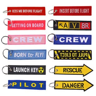 Aviation Embroidery Keychain Pilot Crew Souvenir Pendant REMOVE BEFORE FLIGHT Creative Gift