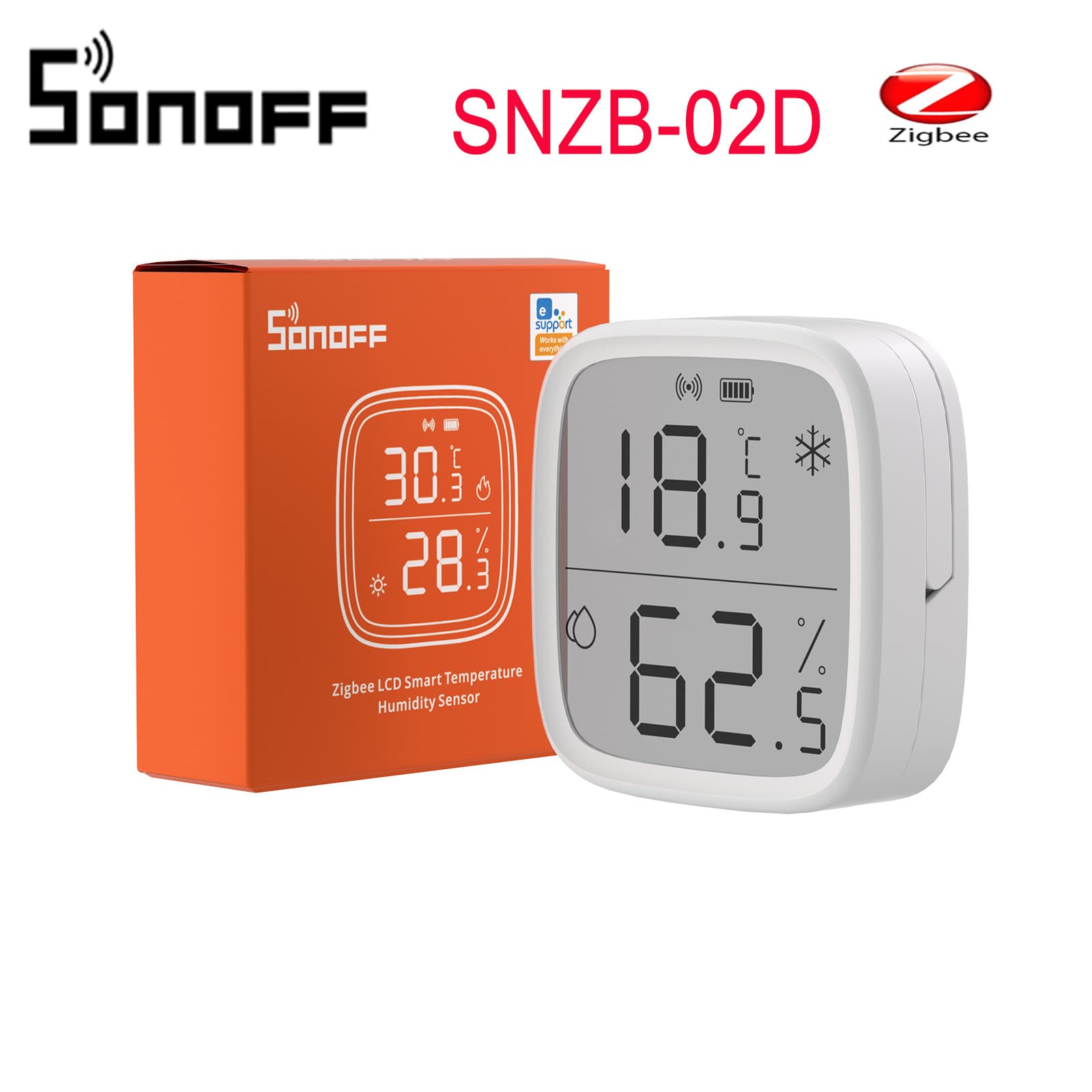 SONOFF SNZB-02D Zigbee Temperature and Humidity Sensor with Display for Smart Home