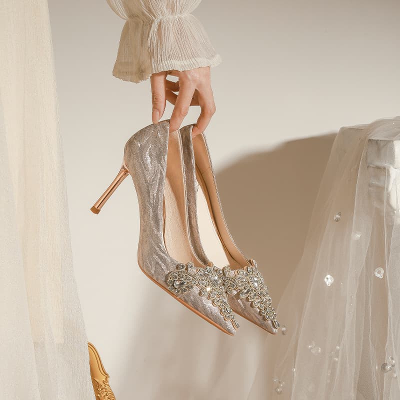 Sensational Pointed Toe High Heels Women's Low Cut Single Shoes Wedding Party Shoes Bridal Maids Shoes Betiaa Rubber Outsole