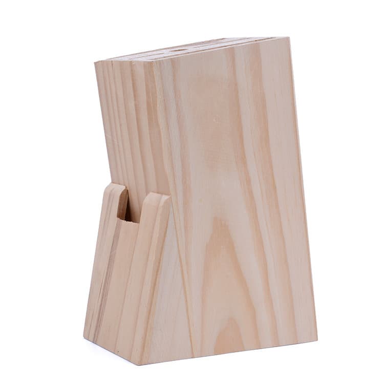 Factory-Direct Solid Pine Wood Knife Block, Kitchen Wooden Knife Stand for Chef's Blade Storage