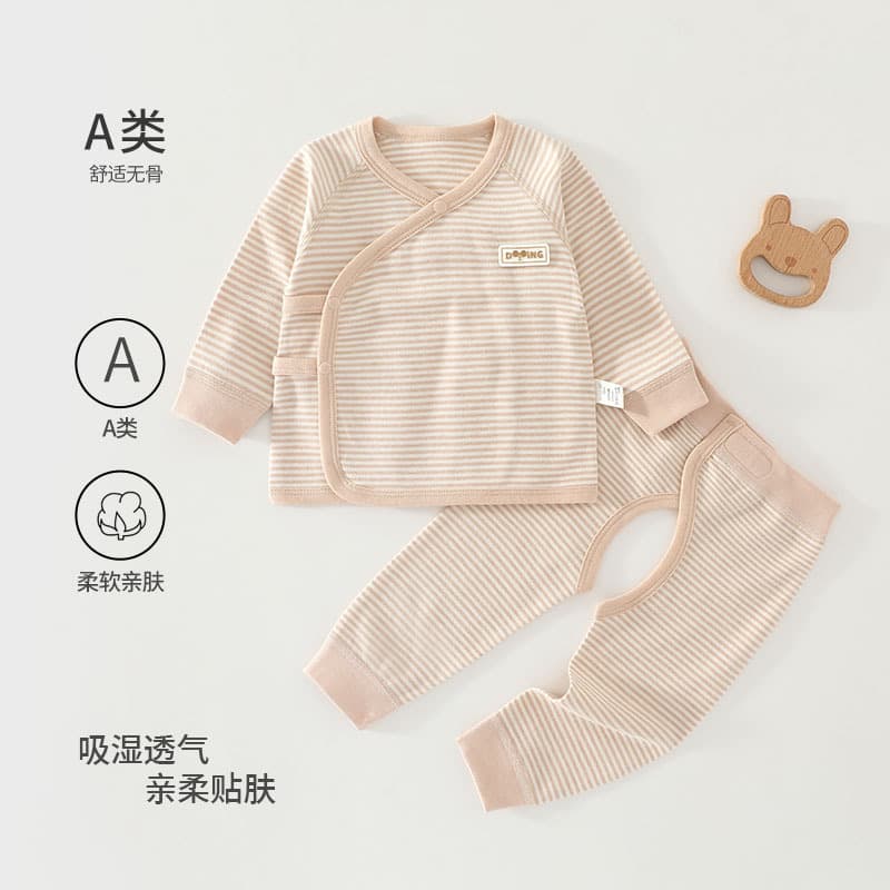 Newborn Baby Clothes Category A 100% Cotton Spring/Autumn Small Month Baby Monk Suit Split Bottom Pants Two-Piece Set
