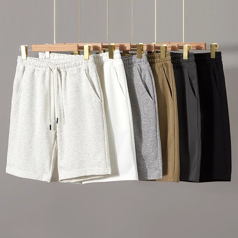 300g heavyweight casual Chinese cotton shorts summer skin-friendly breathable sweatpants for men and women, simple and versatile straight-leg five-quarter pants