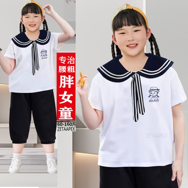 Plus Size Girls Short Sleeve T-Shirt Loose Summer Top for Overweight Children Medium and Big Kids