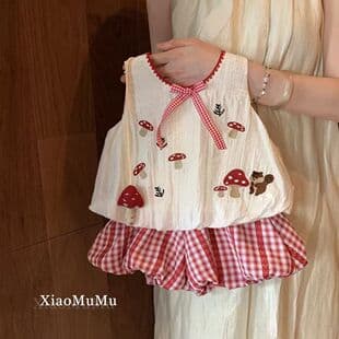 Baby Girl Summer Set 2026 New Cute Top Girls Vest Bloomer Set Stylish Shorts Two-Piece Set