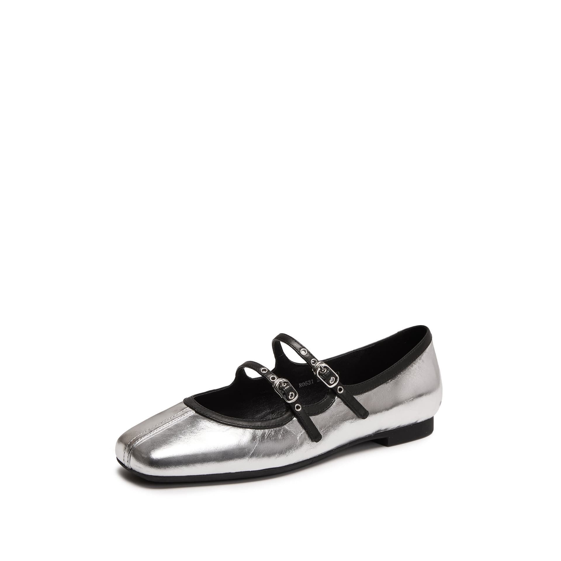 2026 Vintage Silver French Shallow Ballet Clog Shoes, Sheepskin Mary Jane Shoes, Genuine Leather Flats