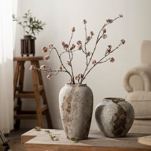 Mottled vintage new Chinese-style pottery jar, wabi-sabi decorative piece, entryway TV cabinet flower arrangement hydroponic ceramic vase