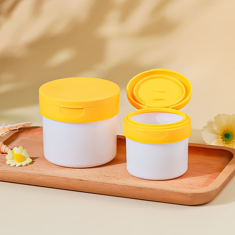 White flip-top mud mask jar 100/250/300/400g makeup remover bottle pp scrub cream jar