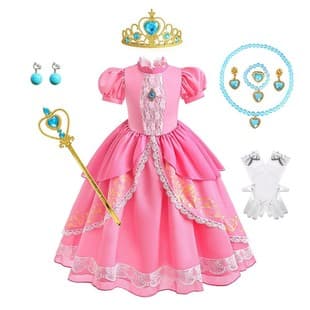 2023 Peach Kids Super Mario Cosplay Costume, Cross-border Trade Pink Peach Princess Dress