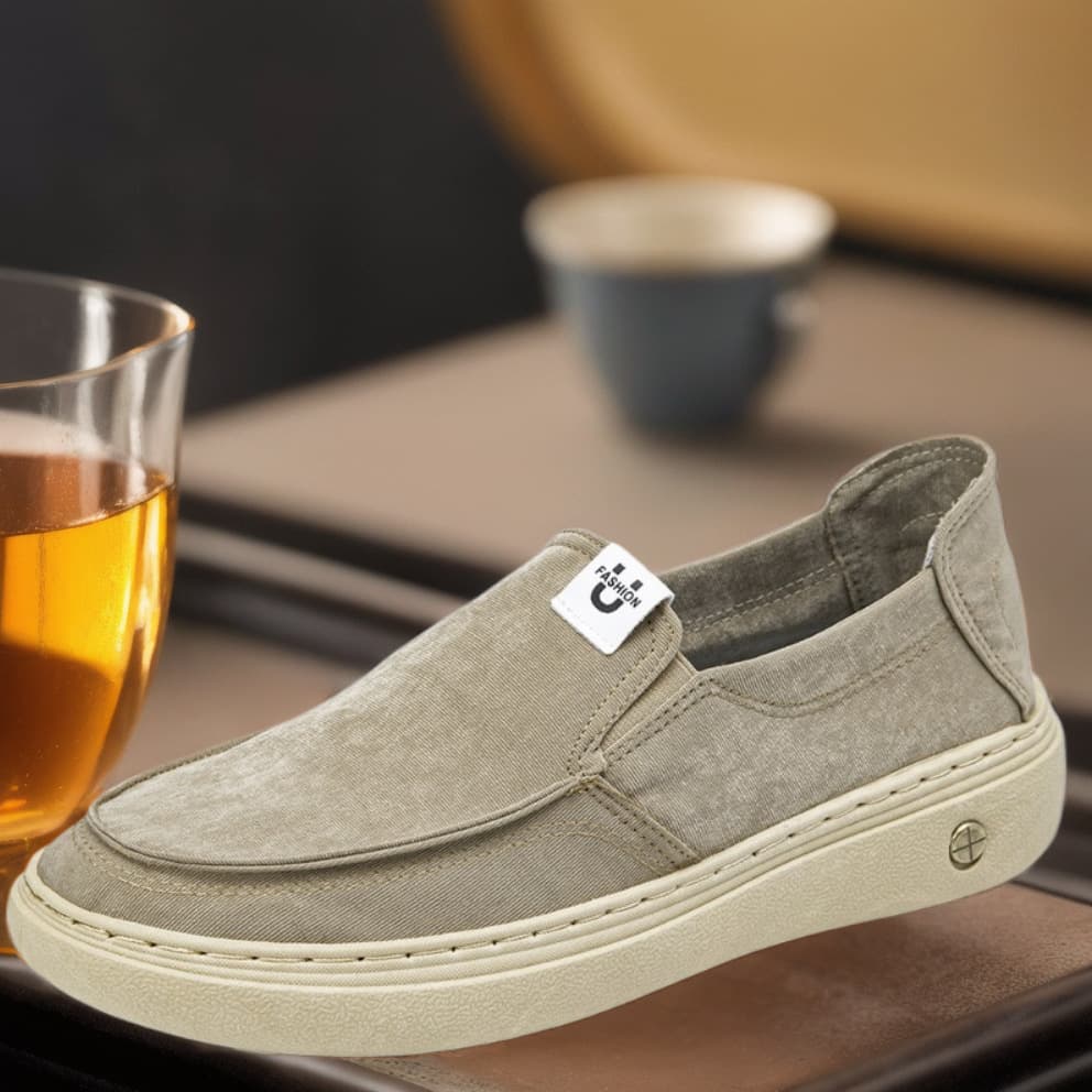 Summer Bestseller Slip-On Loafer Shoes for Men, Soft Sole Retro Casual Canvas Loafers with Thick Bottom and Height Increase, Breathable