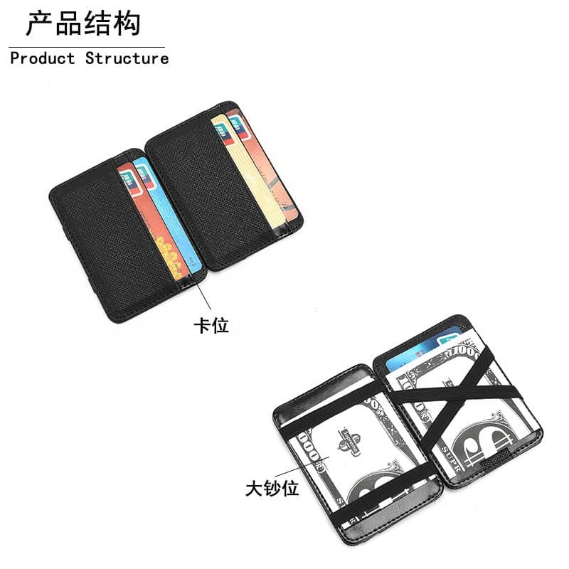 Wholesale PU Cross-Grain Portable Magic Money Clip, Cross-Border Multi-Slot Ultra-Thin Men's Fashion Card Holder