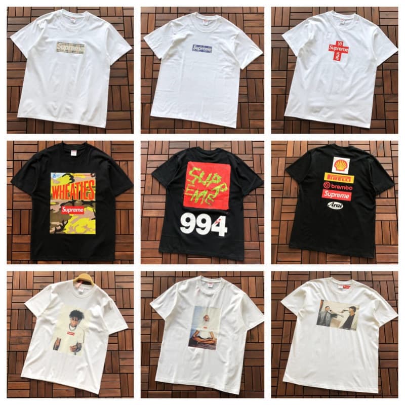 Supreme Letter Print Box Logo High Version Short Sleeve T-Shirt Unisex Loose Streetwear Dropshipping 260G