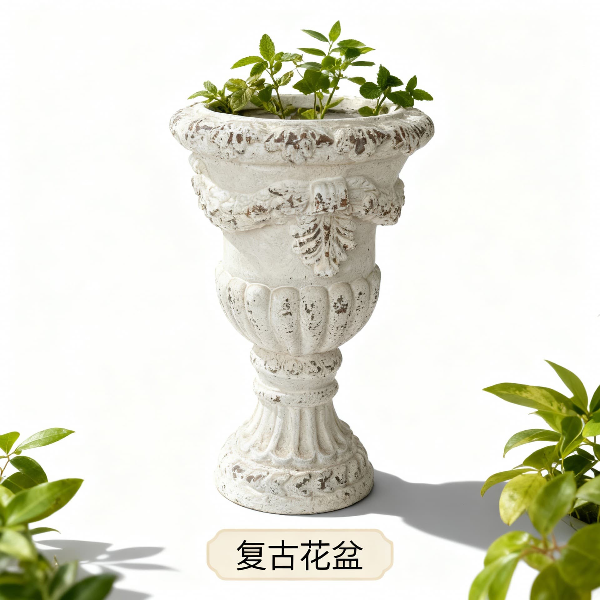 Tall Flower Pot European Style Vintage Trophy Flower Pot Imitation Ancient Roman Column Style Photography Prop Decoration