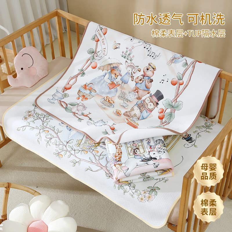 Infant waterproof pad, Class A pure cotton breathable and waterproof baby bed sheet, washable menstrual pad, children's mattress.
