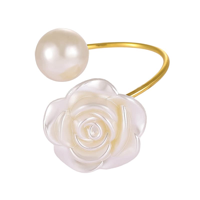 Creative Rose Imitation Pearl Napkin Rings - Amazon Hot Seller Metal Rose Napkin Holders