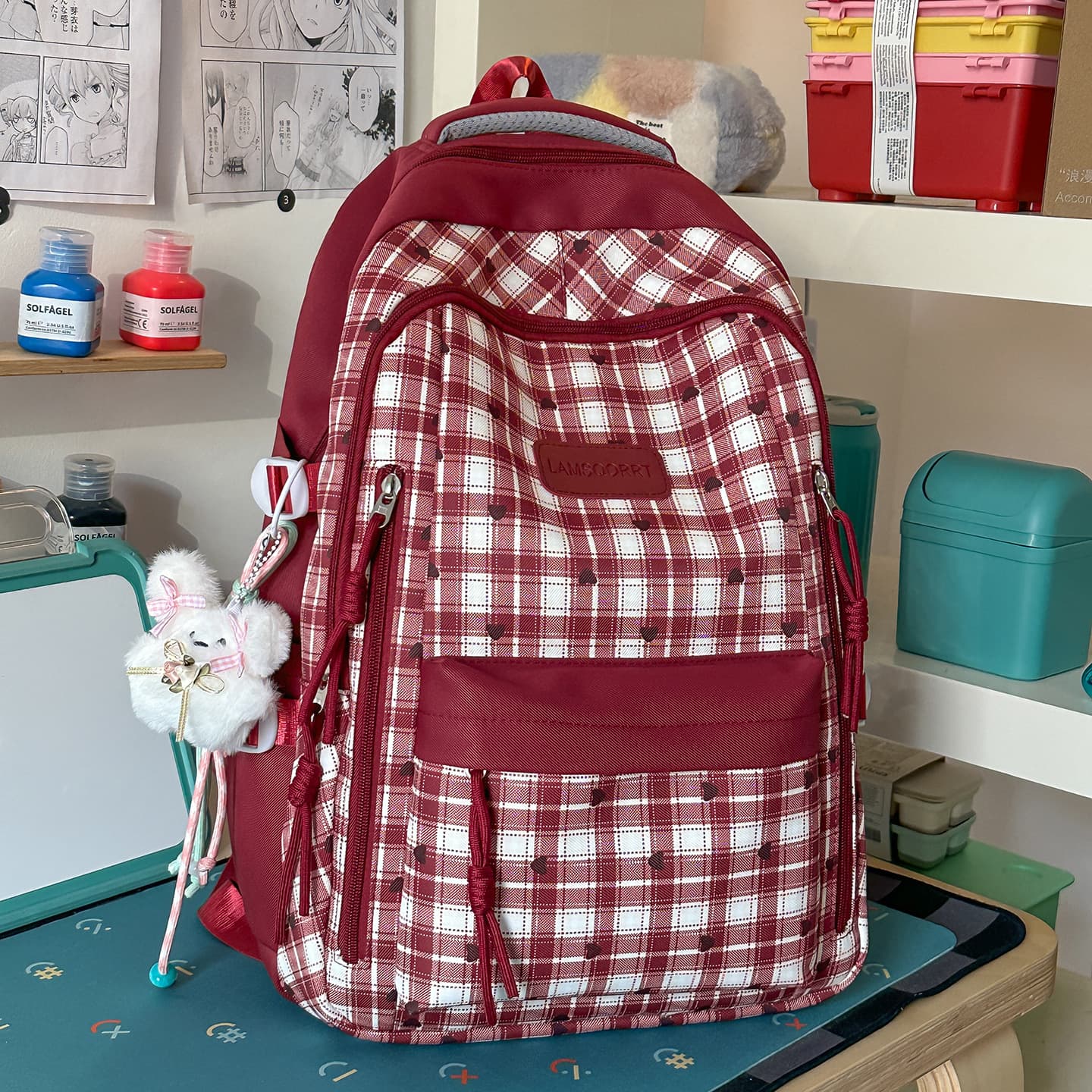 Fresh Plaid Backpack New Ins Preppy Style Cute Backpack Large Capacity Versatile Shoulder Bag for Junior High Students