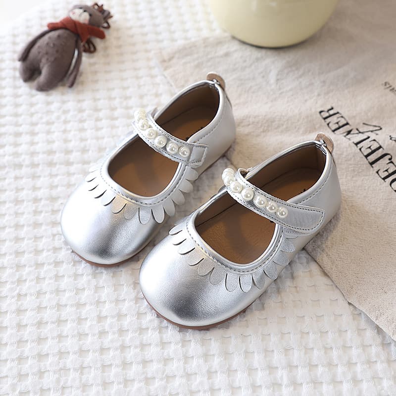 Korean Style Girls' Daily Casual Shoes, Simple Style Performance Single Shoes, Soft Sole Leather Shoes, Comfortable Children's Shoes for Toddlers and Kids