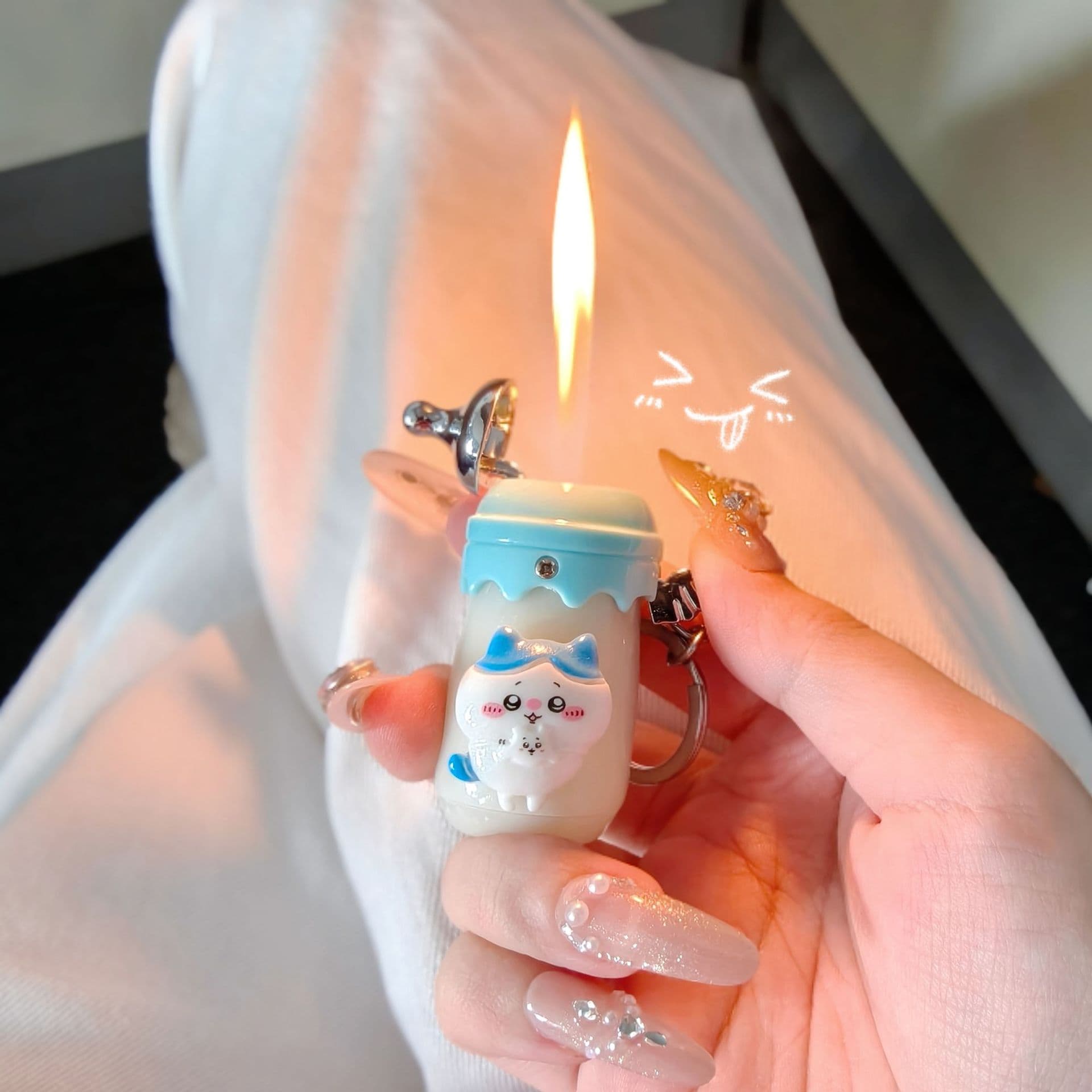 Cute Cartoon Milk Bottle Lighter, Cream Series Sanrio Hello Kitty Lighter Keychain Pendant Wholesale