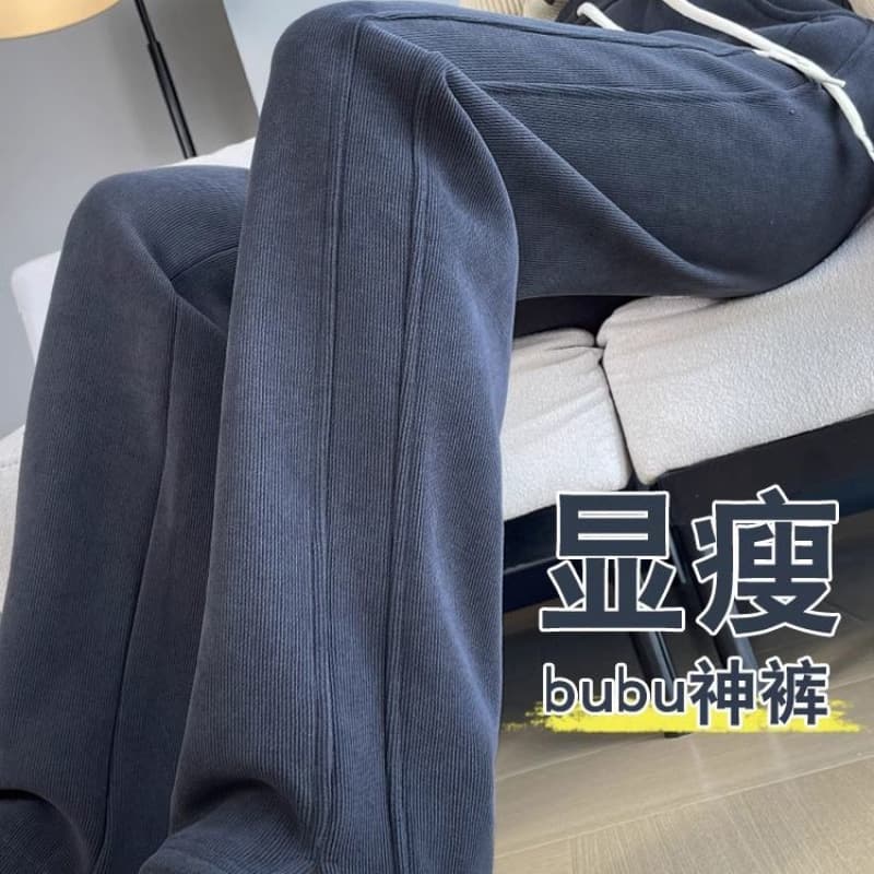 2025 new trendy Korean-style straight-leg pants for women, spring/autumn casual high-waist drape loose fit petite corduroy pants.