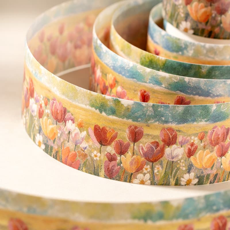 Tomato Sauce Girl Scenery Washi Tape Flower Sea Series Healing Pastoral Style Journal Material Decorative Loop Sticker