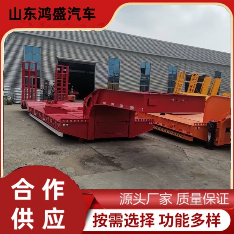12-meter low-profile flatbed semi-trailer, two-axle excavator flatbed transport semi-trailer, general machinery transport vehicle