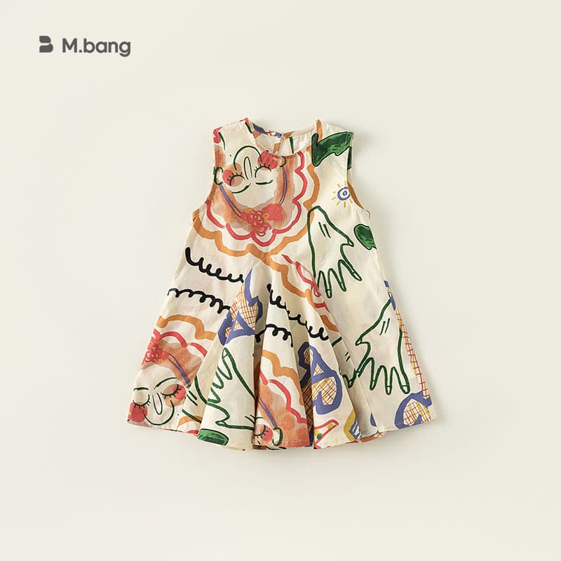 Yibao Kidsren's Clothing Girls' Dress Summer Sleeveless Personalized Graffiti Kidsren's A-Line Skirt Baby Girl Kidsren's Skirt
