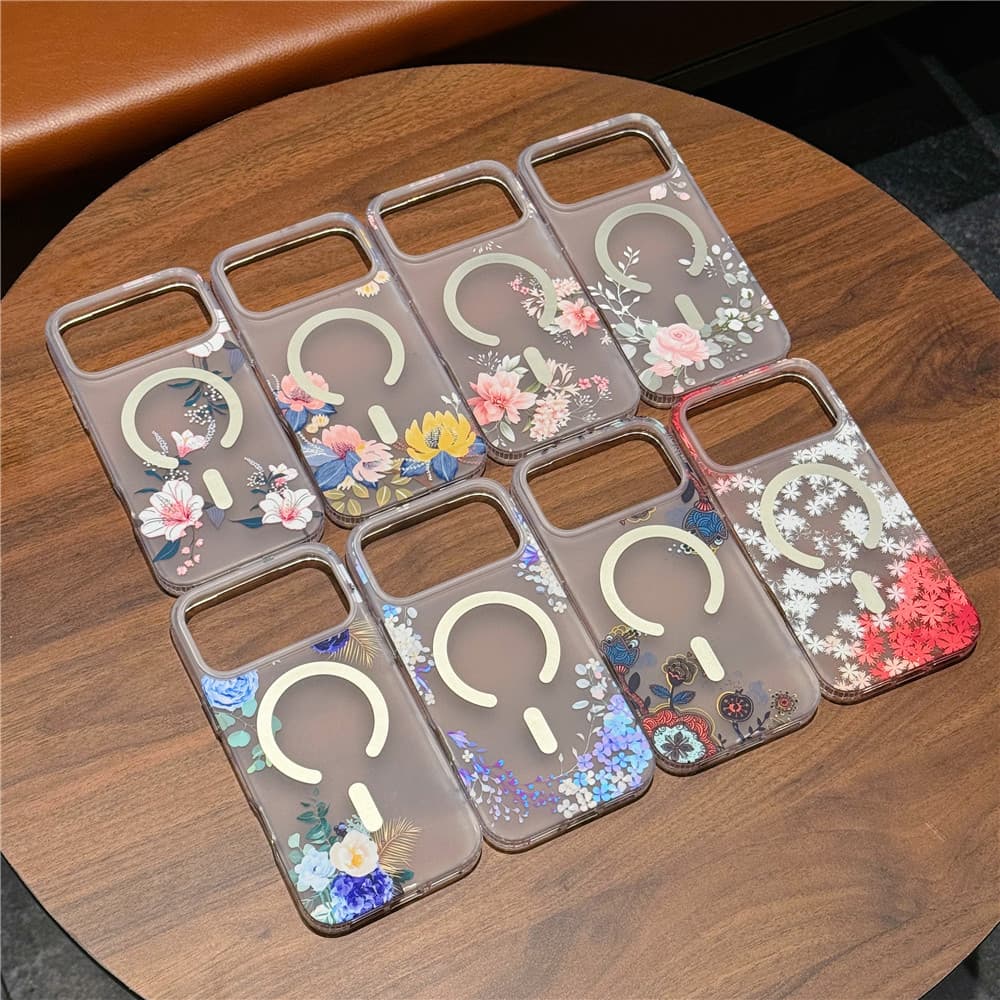 Compatible with iPhone 17 Pro Max Case, Apple 17 Matte Skin-Feel Floral 17 Pro Translucent Magnetic Case