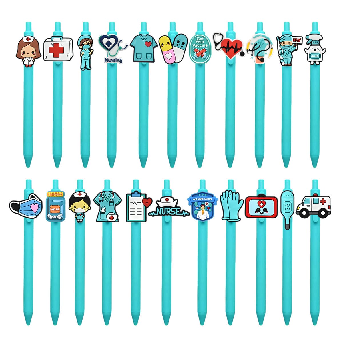 Amazon Hot Selling Creative Medical Cartoon PVC Soft Rubber DIY Click Nurse Pen Student Office Stationery Ballpoint Pen