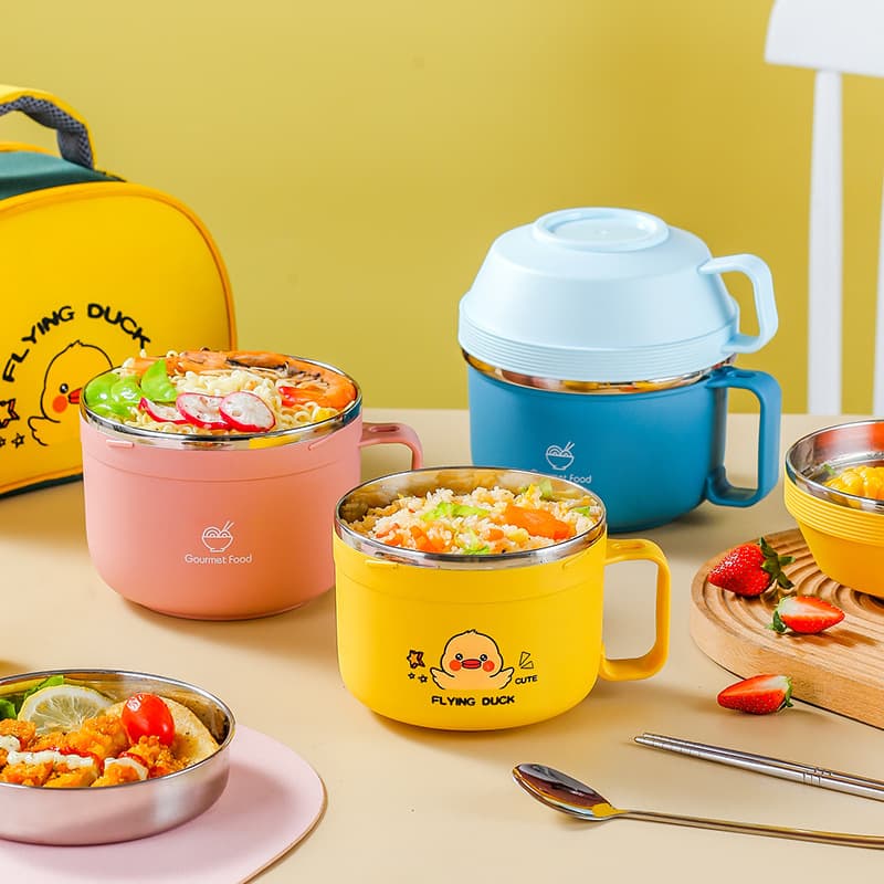 304 Stainless Steel Lunch Box with Lid for Office Workers, Elementary School Students, Canteen Meal Prep, Fast Food Cup, Anti-Scald, Kids' Dedicated Bento Box