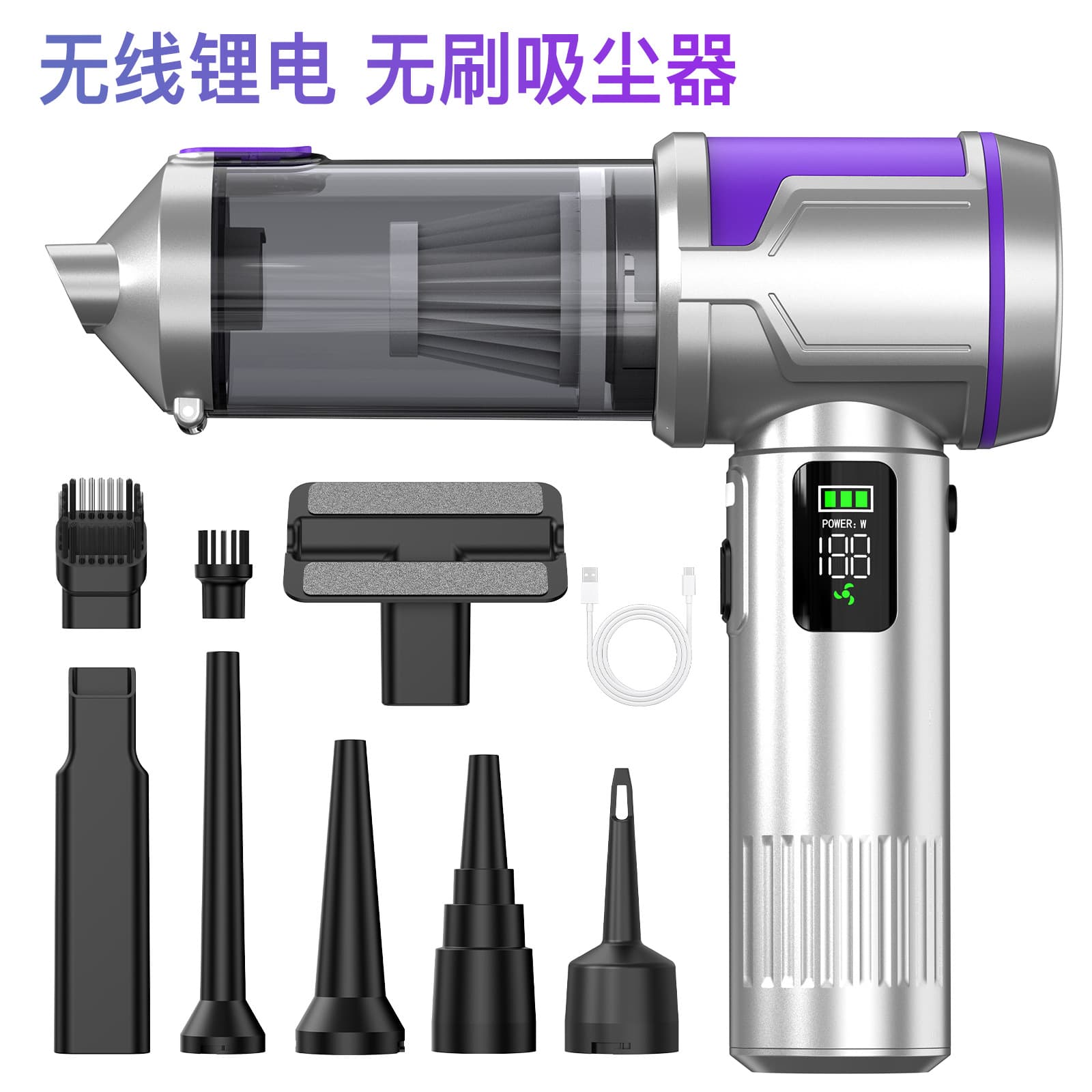Fast Charging Car Vacuum Cleaner with Digital Display, Handheld Brushless Blower, Wireless Car Vacuum Cleaner, Super Strong Suction