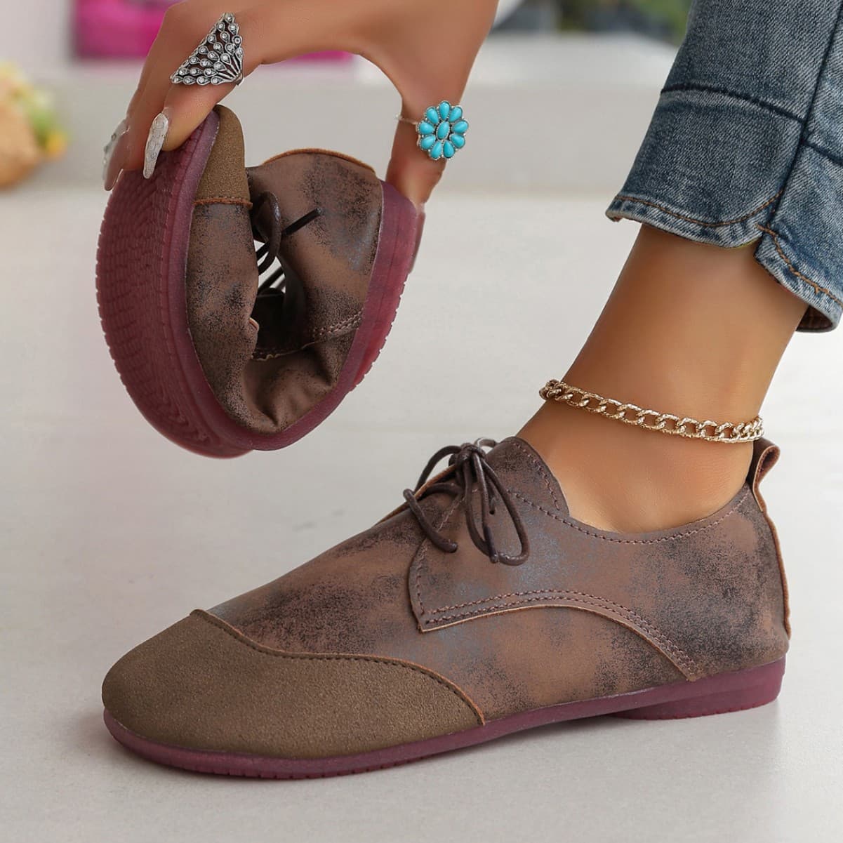 Lace-Up Birkenstock Shoes Women 2025 New Spring/Autumn Single Shoes Flat Retro Soft Leather Stylish Slip-On Loafers Small Leather Shoes