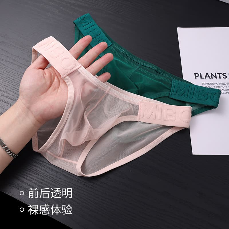 Breathable Men's Triangle Briefs Cross-Border New Sexy Low-Rise Transparent European and American Style Muscle Briefs