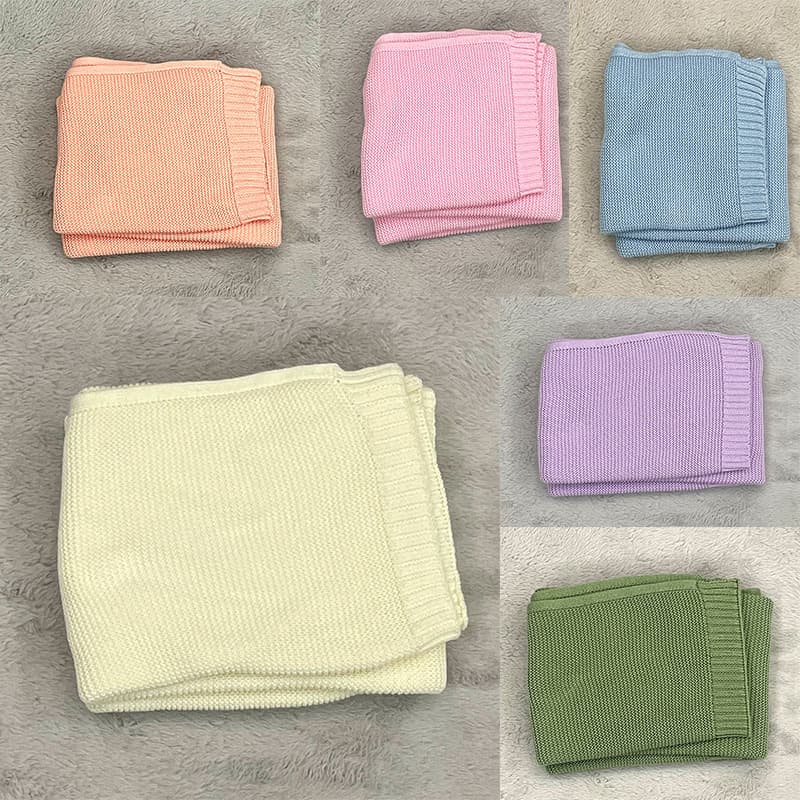 Factory Wholesale Embroidered Pure Cotton Stroller Cover Blanket, Knitted Swaddle, Nap Blanket, Sofa Fleece Blanket Cover