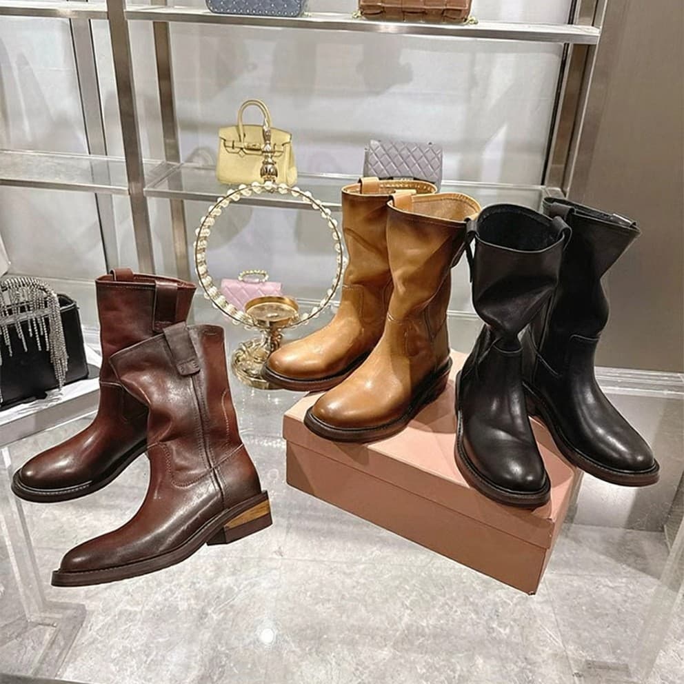 Sweet Cool Girl Style ~ Summer Yellow Work Boots Martin Boots for Women 26 New Western Cowboy Boots Motorcycle Mid Boots Trendy